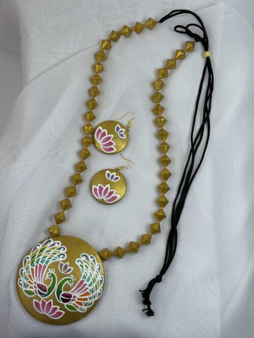 Matee Mayura Kamal Terracotta Necklace Set with Earrings