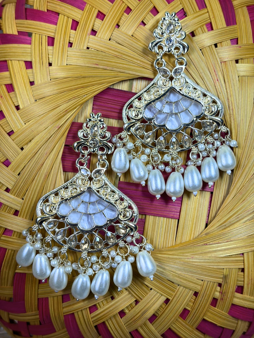 Ganga Pearl Drop Chandbali Earrings