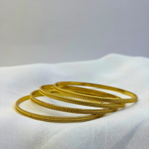 Aura Micro Gold Classic Textured Bangles Set