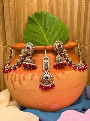 Ujjayani Kundan Pearl Jhumka Set