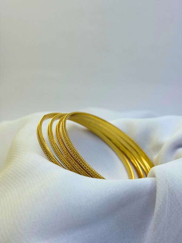 Aura Micro Gold Classic Textured Bangles Set