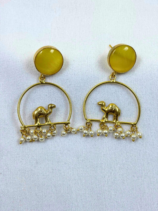 Camel Motif Gold-Finish Earrings