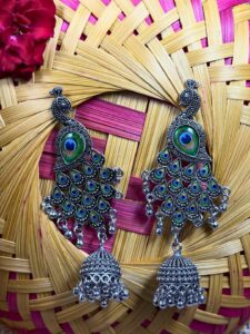 SurMayura Oxidised Jhumka Earrings