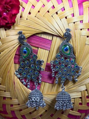 SurMayura Oxidised Jhumka Earrings