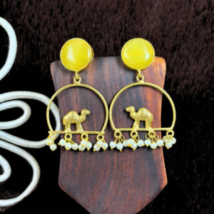 Camel Motif Gold-Finish Earrings