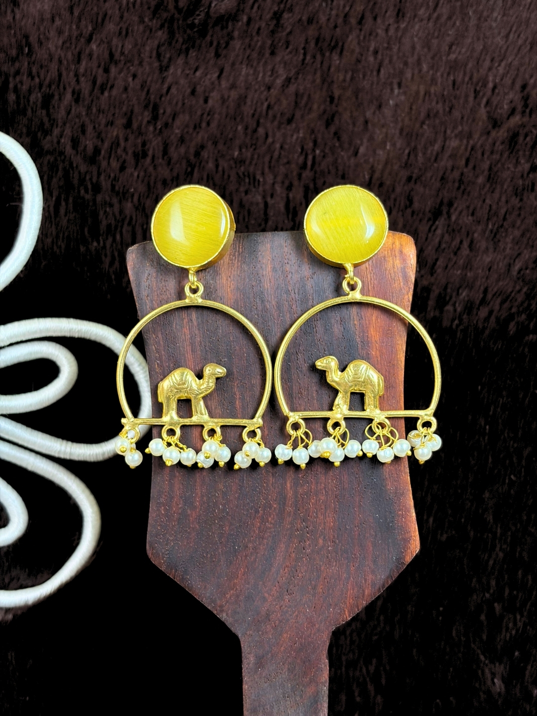Camel Motif Gold-Finish Earrings