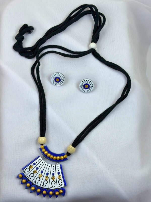 Aaranyaa Geometric Terracotta Necklace Set | Handmade Tribal Clay Jewellery | Matee