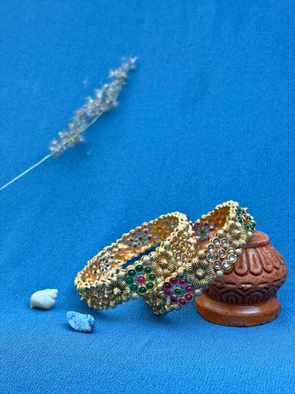 Padmika Antique Floral Stone Heritage Kada