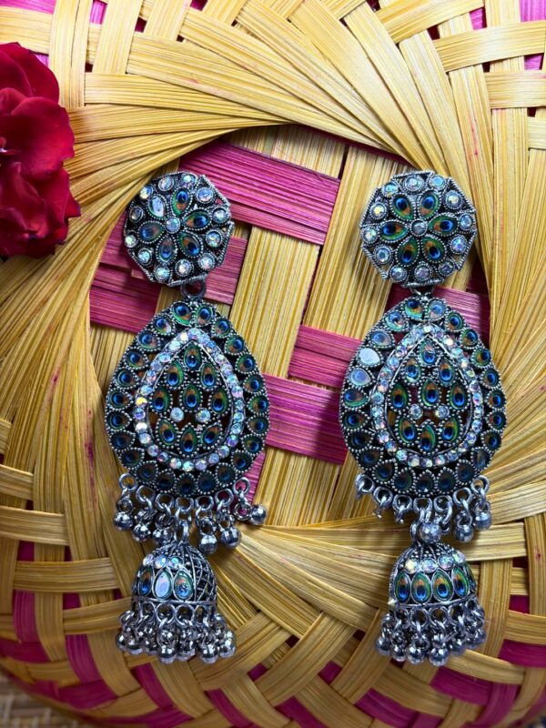 VanMayura Oxidised Jhumka Earrings