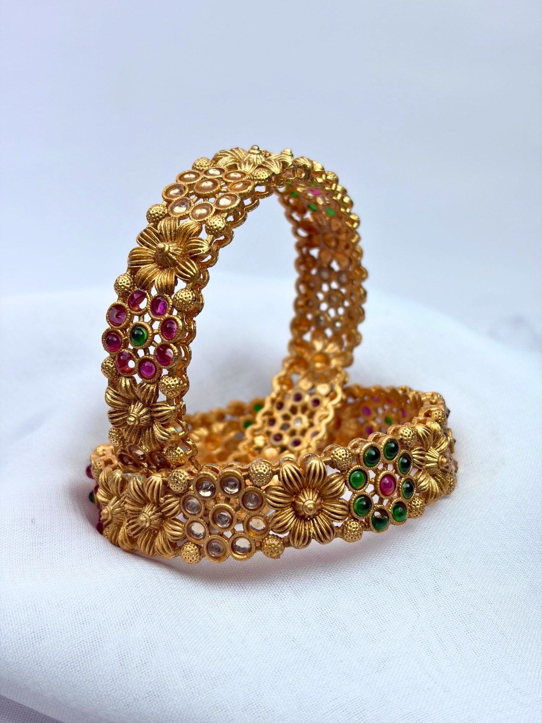Padmika Antique Floral Stone Heritage Kada