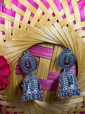 Shehnai Oxidised Jhumka Earrings