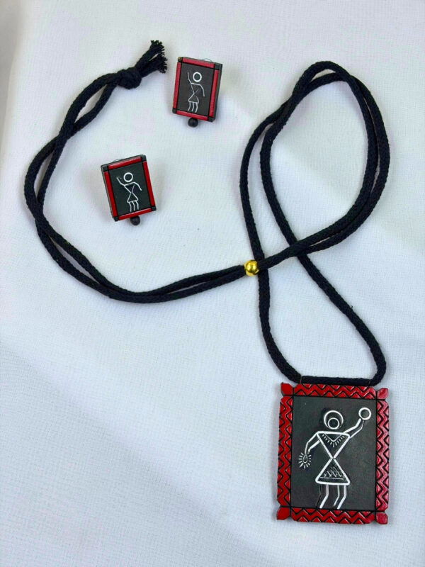 Adiva Warli Terracotta Necklace Set | Handmade Tribal Clay Jewellery for Women | Matee
