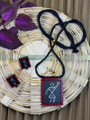 Adiva Warli Terracotta Necklace Set | Handmade Tribal Clay Jewellery for Women | Matee