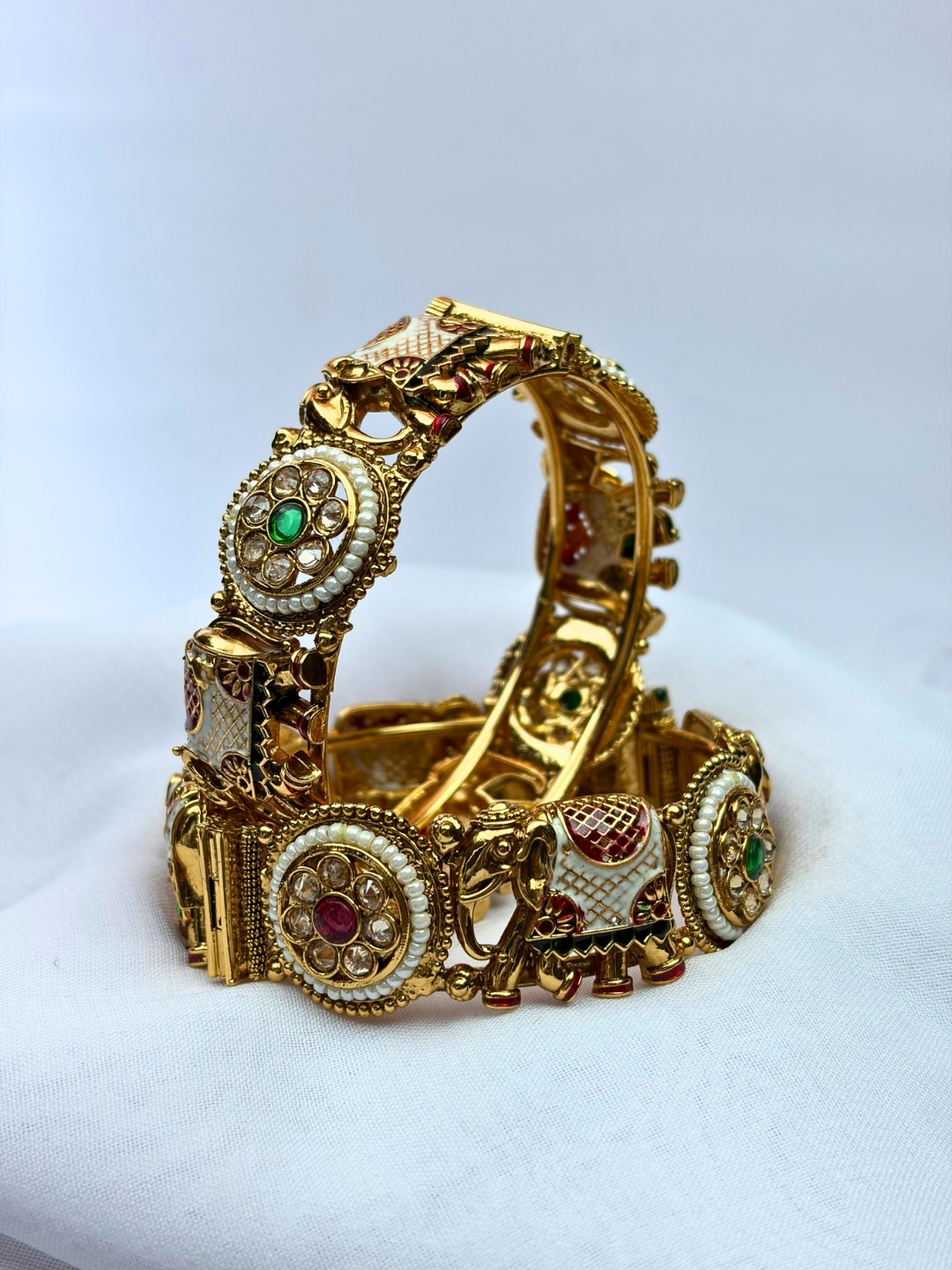 Rajvanshi Elephant Heritage Pearl Kada