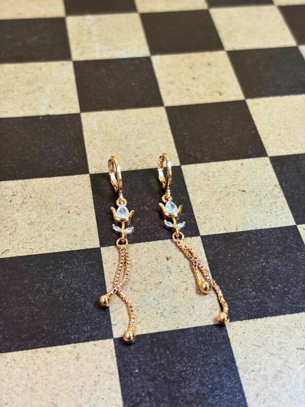 Golden Tulip Tassel Hoop Earrings