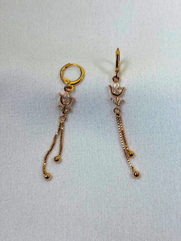 Golden Tulip Tassel Hoop Earrings