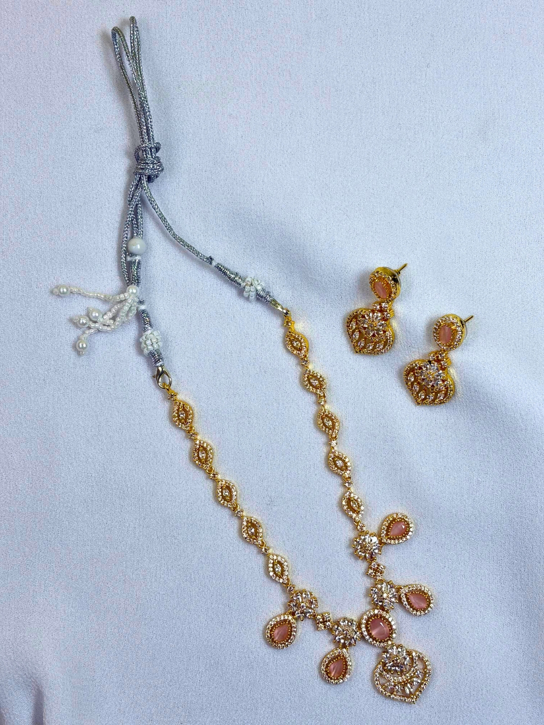 Aashiqui Pink Drop Necklace Set