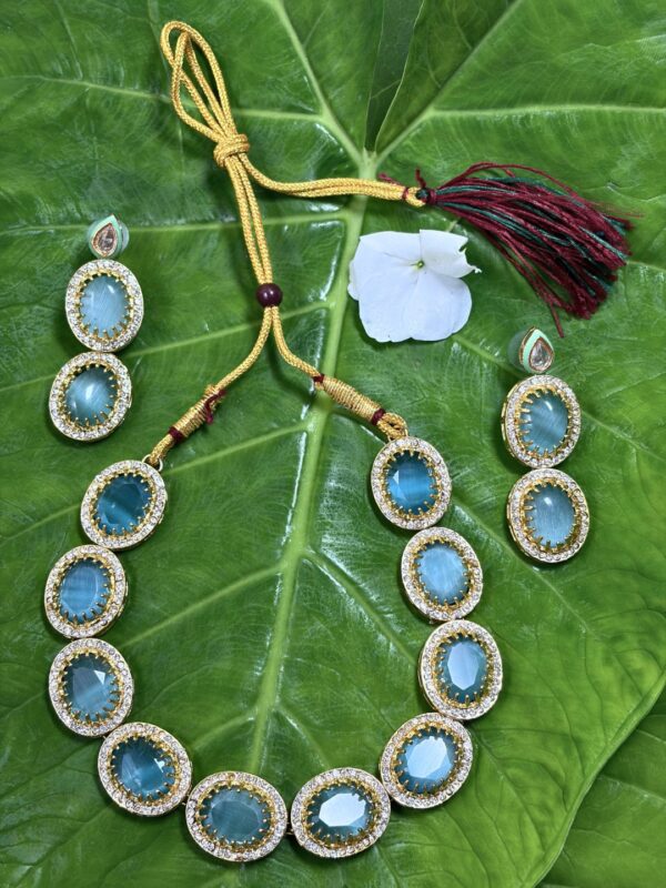 Lamhe Aqua Stone Necklace Set