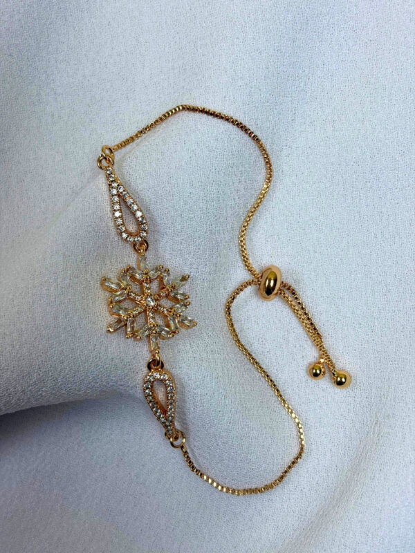 Elara Micro Gold Crystal Snowflake Chain Bracelet