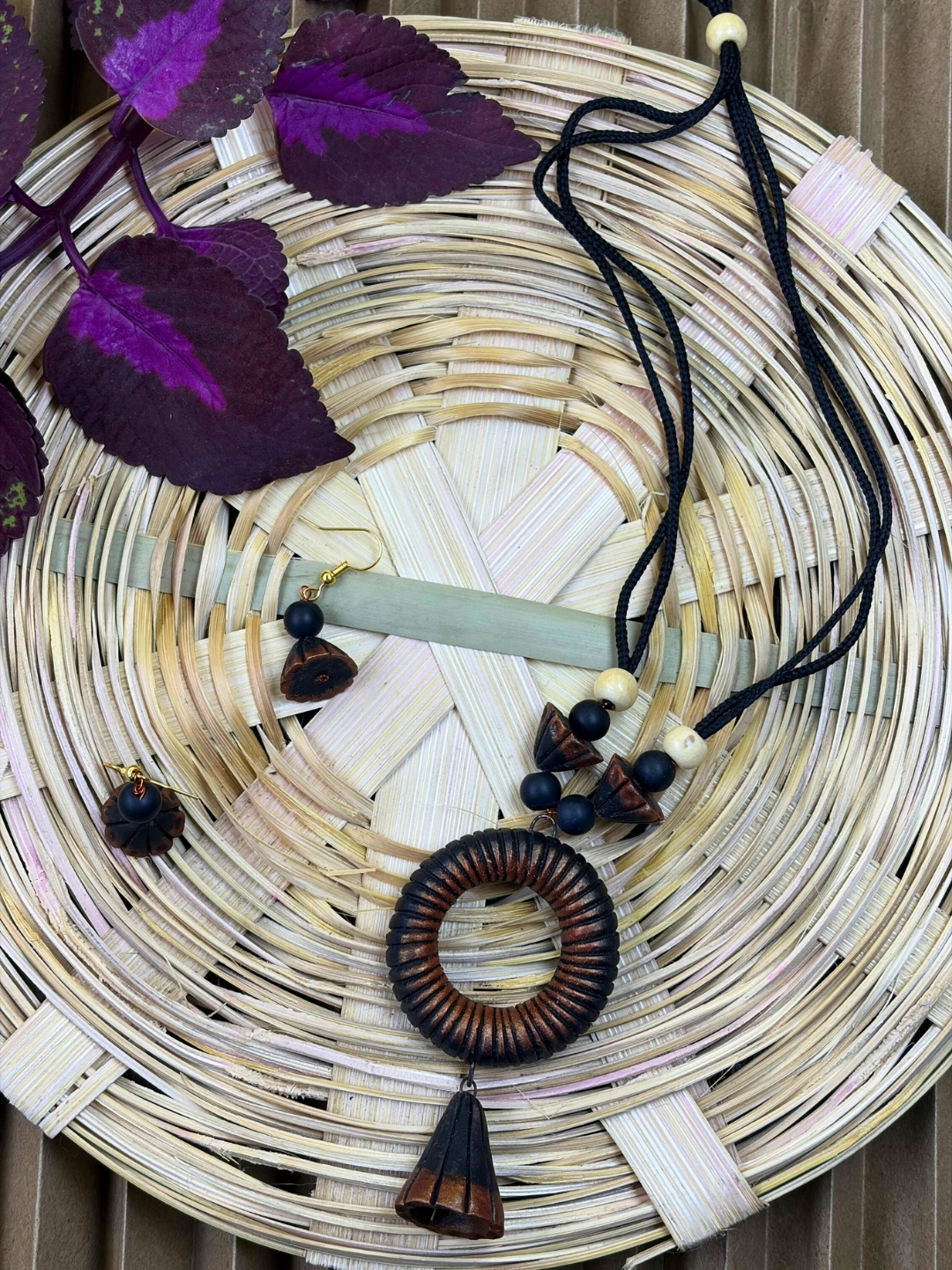 Clay Orbit Terracotta Necklace Set | Handmade Clay Jewellery | Matee