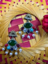 Navratna Pearl Chandbali Earrings