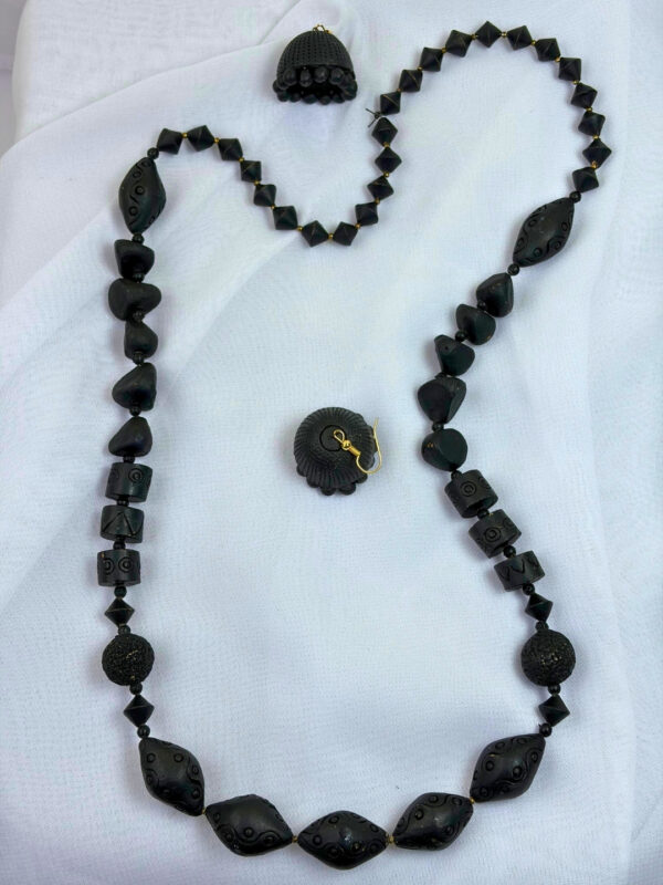 Midnight Heritage Terracotta Necklace Set | Handmade Black Ethnic Necklace Set for Women