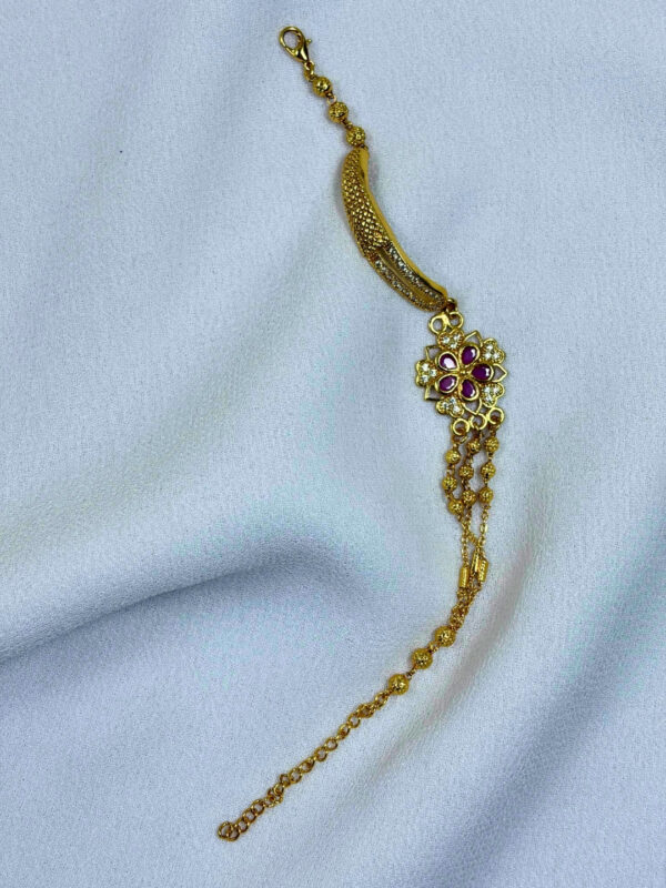 Varnika Micro Gold Ruby Stone Chain Bracelet