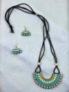 Ocean Petal Terracotta Necklace Set | Handmade Blue Clay Jewellery for Women | Matee