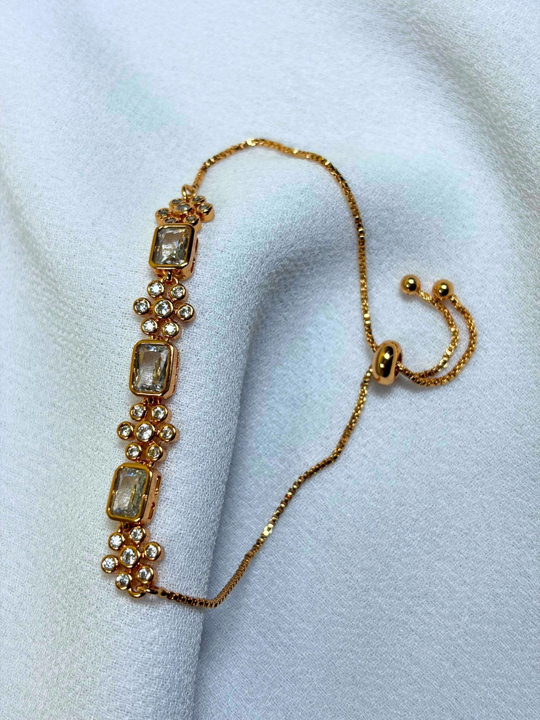 Avyra Micro Gold Crystal Chain Bracelet