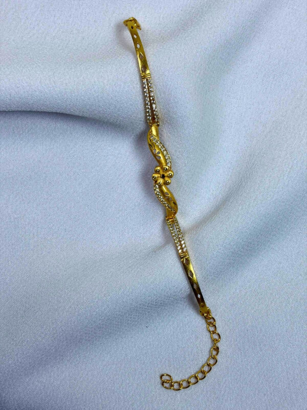 Zivara Micro Gold Crystal Floral Link Bracelet