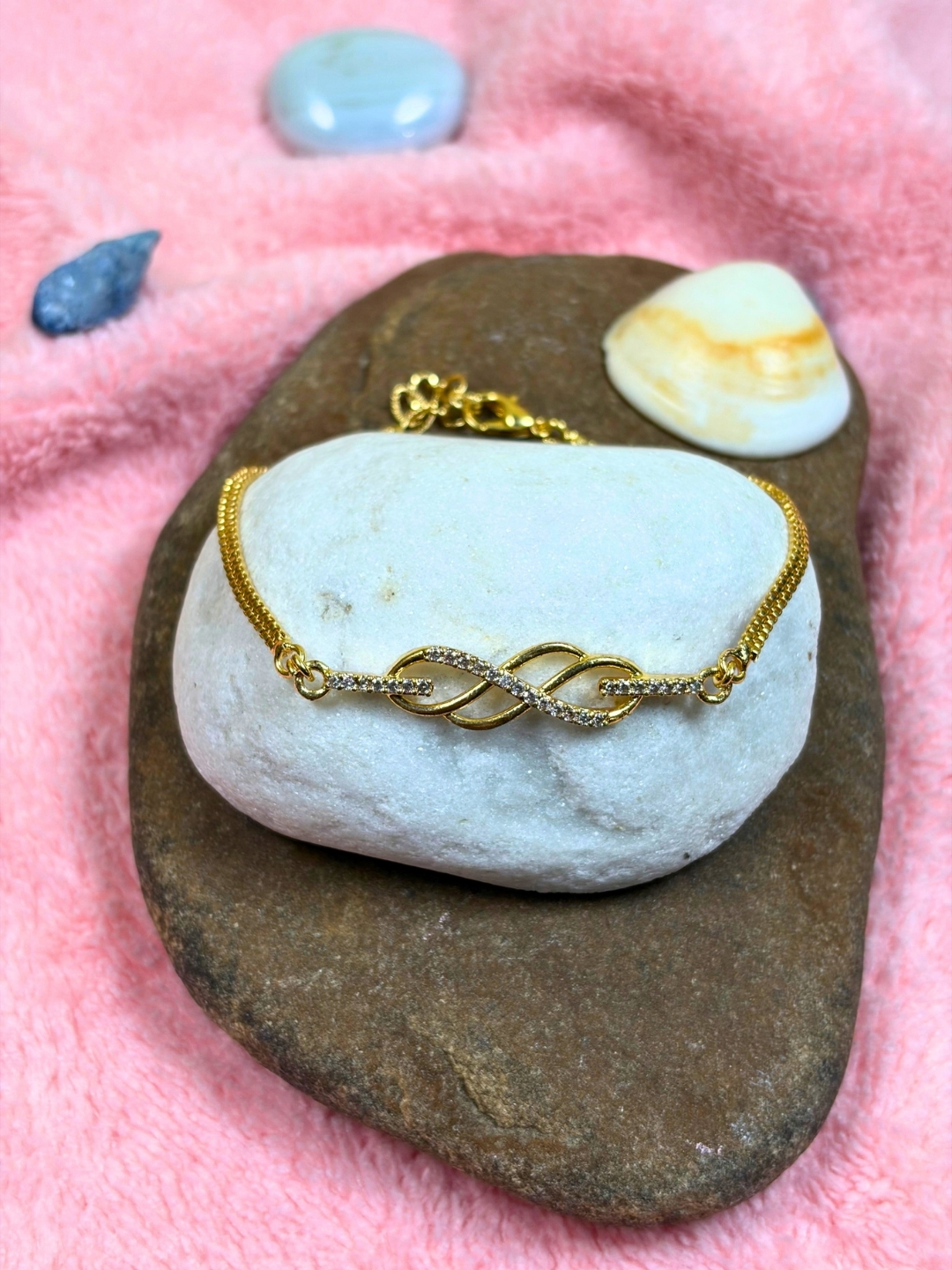 Serenya Micro Gold Crystal Infinity Chain Bracelet