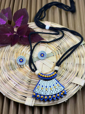 Aaranyaa Geometric Terracotta Necklace Set | Handmade Tribal Clay Jewellery | Matee