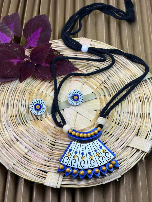 Aaranyaa Geometric Terracotta Necklace Set | Handmade Tribal Clay Jewellery | Matee