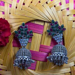 Sitar Oxidised Jhumka Earrings