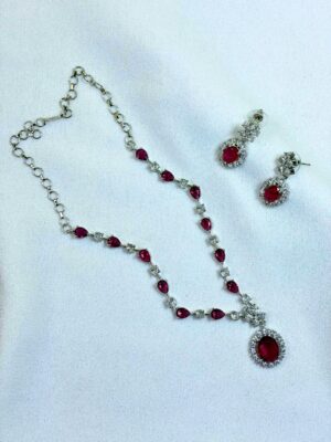 Chandni Ruby Drop Necklace Set