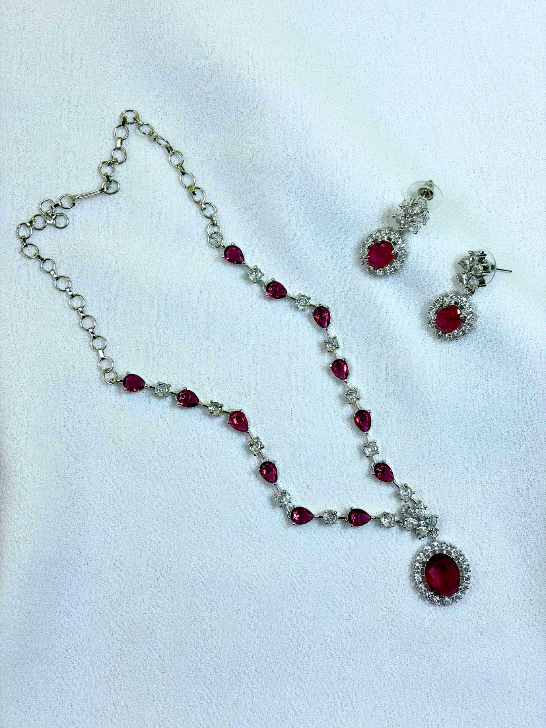 Chandni Ruby Drop Necklace Set
