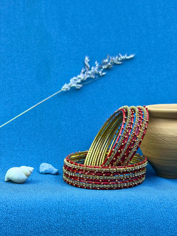 Laalima Traditional Red Stone Bangles