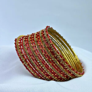 Laalima Traditional Red Stone Bangles