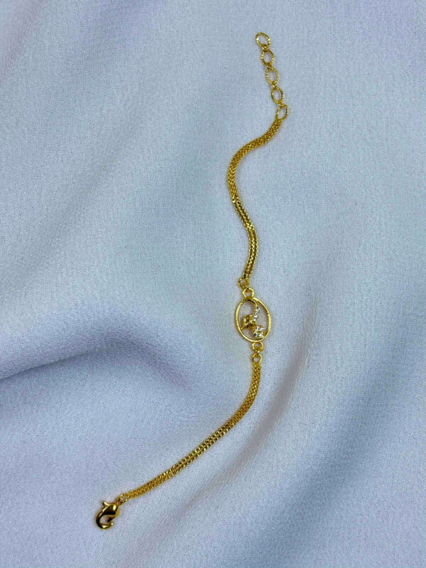 Zerina Micro Gold Crystal Oval Charm Chain Bracelet