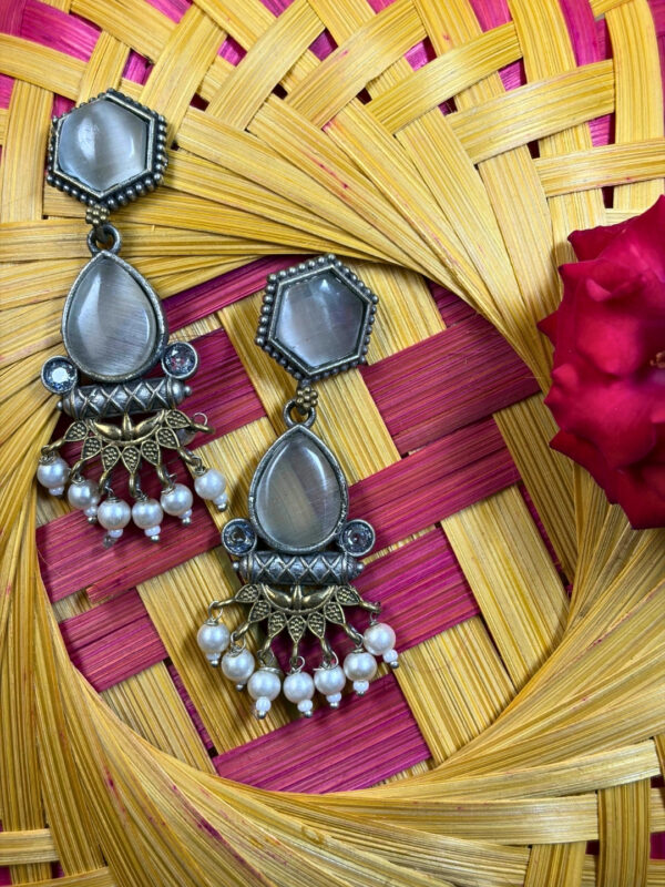 Moonstone Pearl Drop Earrings