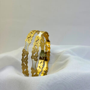 Avani Micro Gold Textured Wave Pattern Kada
