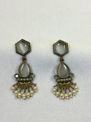 Moonstone Pearl Drop Earrings