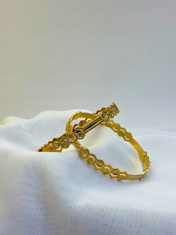Arohi Micro Gold Hexa Pattern Designer Kada