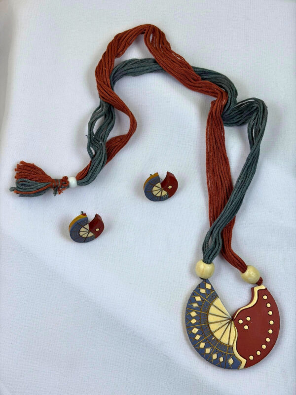 Dual Harmony Terracotta Necklace Set | Handmade Clay Jewellery | Matee