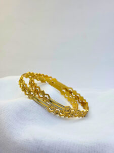Arohi Micro Gold Hexa Pattern Designer Kada