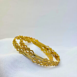 Arohi Micro Gold Hexa Pattern Designer Kada