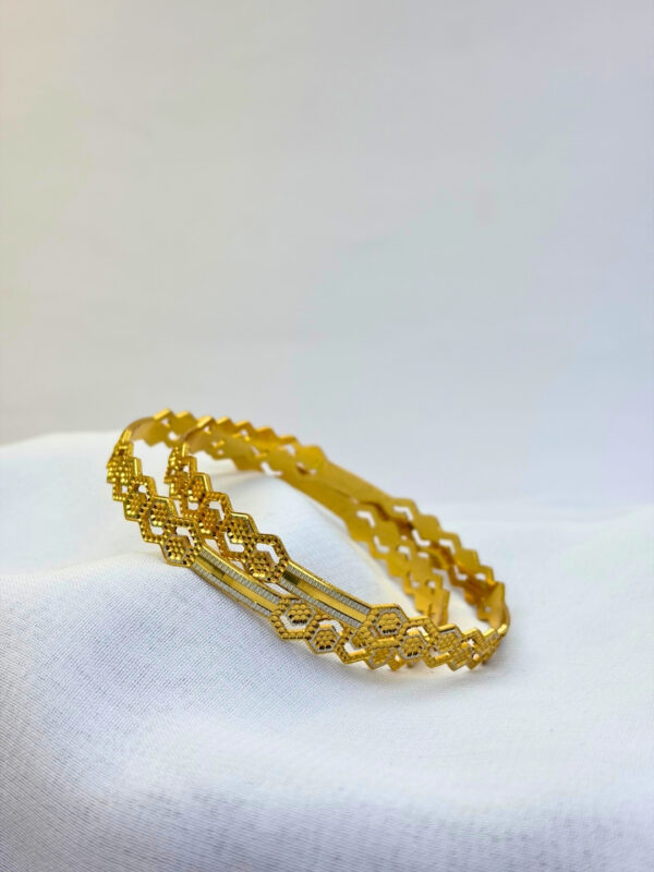 Arohi Micro Gold Hexa Pattern Designer Kada