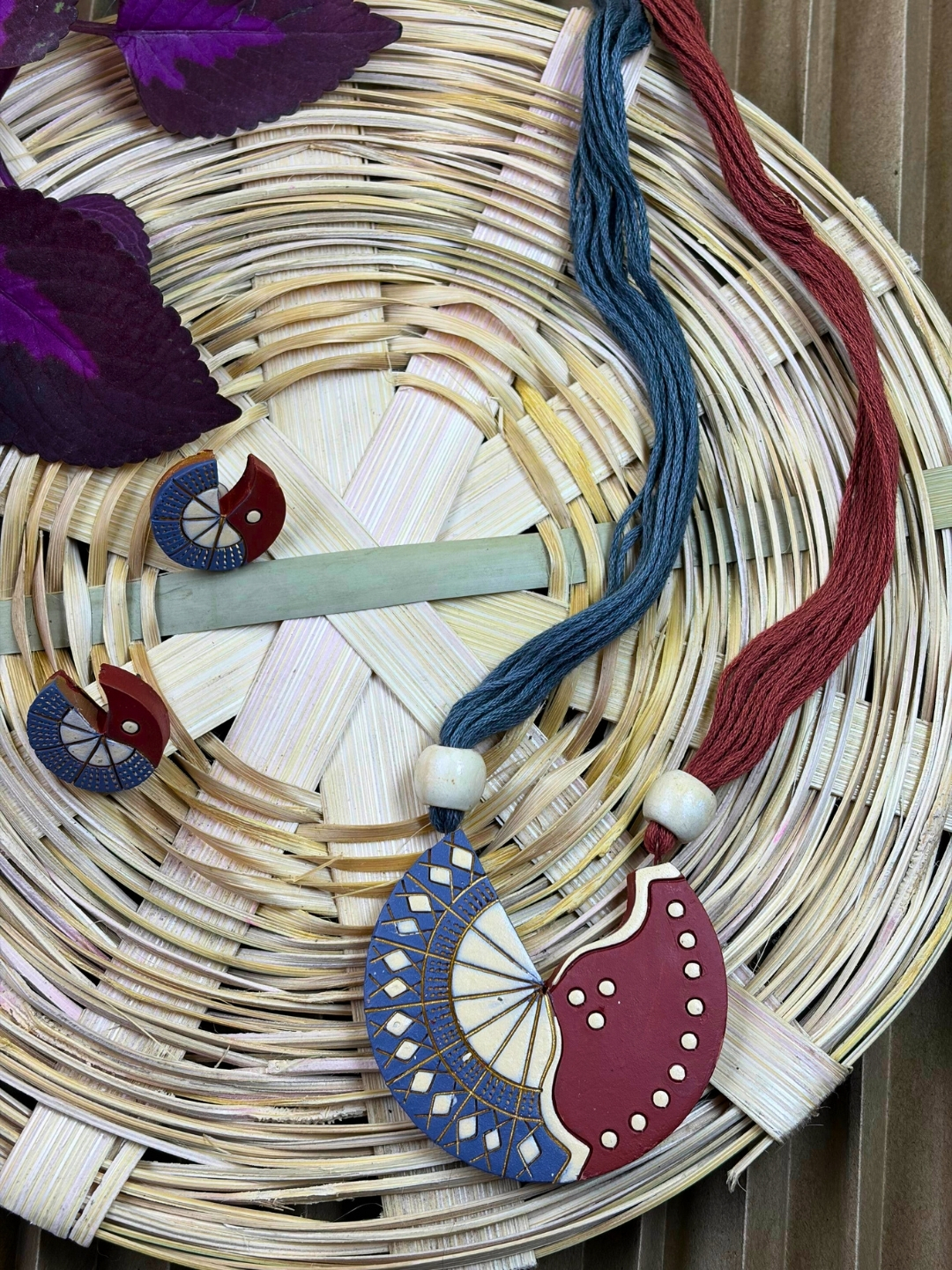 Dual Harmony Terracotta Necklace Set | Handmade Clay Jewellery | Matee