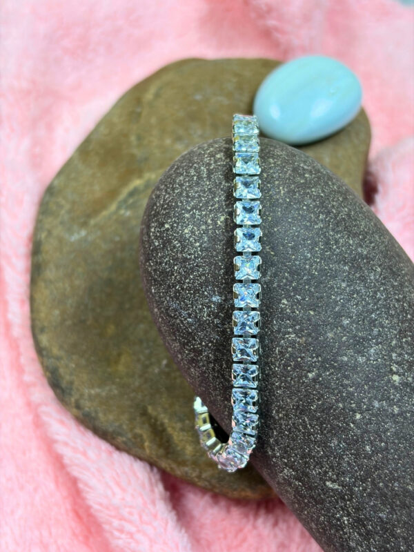 Diya Silver Crystal Wave Tennis Bracelet