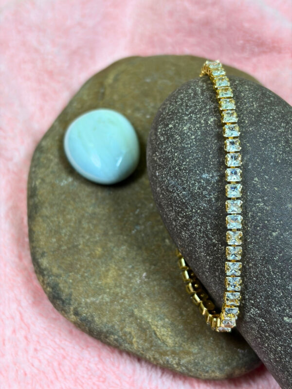 Chhavi Micro Gold Crystal Wave Tennis Bracelet